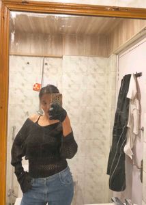 Chic Black Off-Shoulder Knit Top