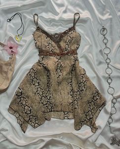 Animal Print Sleeveless Flared Top