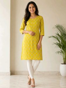 Vibrant Printed Yellow Kurta