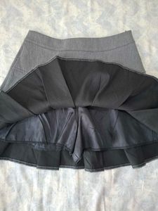 Grey Pleated Mini Skirt