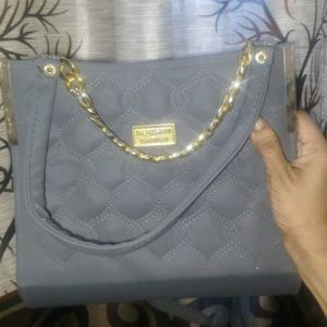 Gray Quilted Chain Bag