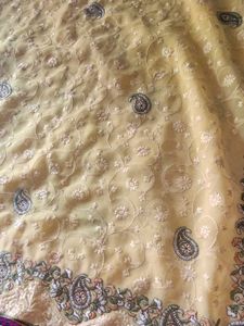 Elegant Yellow Embroidered Saree