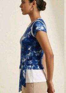 the cloud tie-dye rhinestone tie-waist top