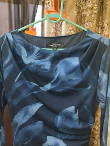Elegant Blue Floral Sheath Dress