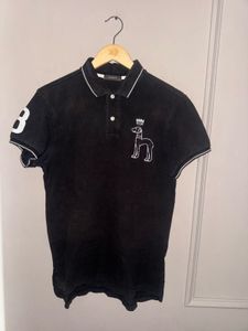 Hazzys Men's Black Graphic Polo Shirt
