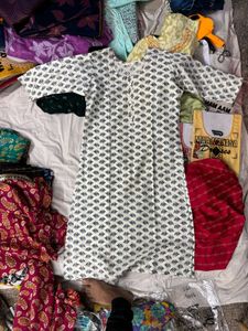 Elegant White Printed Anarkali Kurta