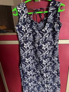 Navy Floral Sleeveless Dress