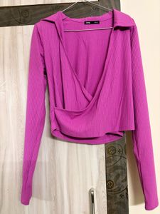 Pink V-Neck Wrap Top