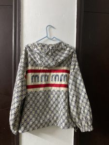 Retro Patterned Windbreaker Jacket