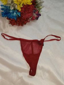Sheer Red Thong Panty