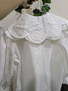 White Broderie Anglaise Collar Top
