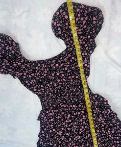 Lolita black floral ditsy print dress