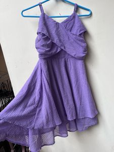 Cute Purple Ruffle one peace side zeeper