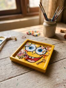 Hand-Painted Spongebob Magnet &amp; Trinket combo