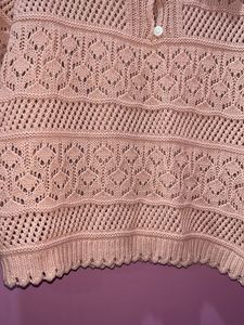 Crochet Knit Polo Top