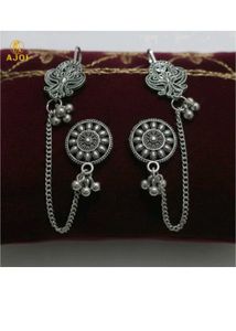 Oxidized Silver Chain Earrings