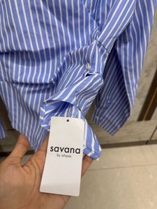 Savana Striped Asymmetric Waist Blouse