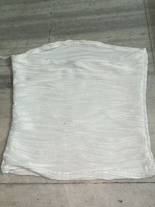 White Textured Strapless Top