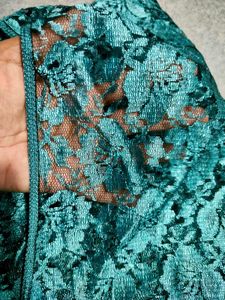 Blue and Black shimmer lace fabric