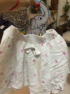 White Skirt with Pink Crown Print