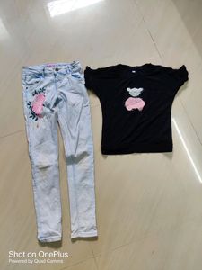 Girls Jeans And Tshirt Combo