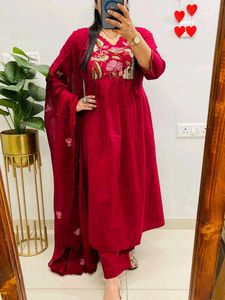 Elegant Red Embroidered Kurta set