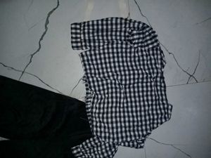 Chic Gingham Top &amp; Velvet Pants Set