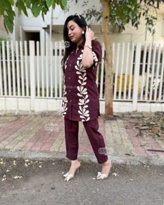 Embroidered Maroon Co-ord set