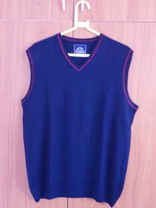 Men's Blue V-Neck Sleeveless Sweater