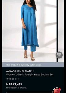 Avaasa v neck kurta pant set new with tag