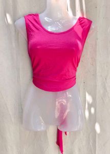 80209. Hot Pink Sleeveless Wrap Top