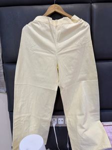 High Waisted Yellow Linen Pants