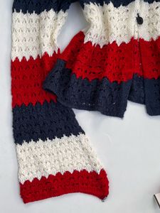 Striped Crochet Knit Cardigan