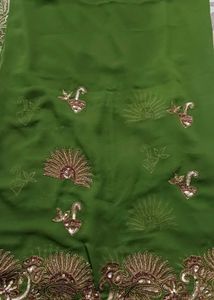 Mehndi Green Embroidered Saree with Blouse