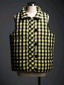 Yellow Black Checkered Puffer Jacket | Trendy Wint