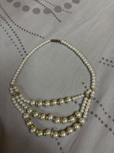 Chic Triple Strand Pearl Necklace
