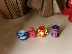 Miniature flower Vases fridge magnet Set of 4