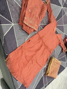 Elegant Peach Kurta Set🧡