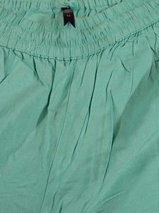 Turquoise Embroidered Palazzo Pants