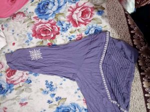 Purple Kurta with White Embroidery