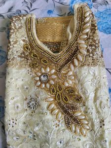 Embellished Cream Kurti Set