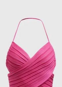 Hot Pink Ruched Halter Top