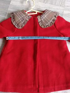 Red Coat with Plaid Collar