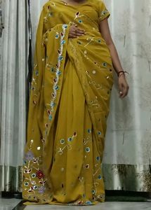 Net Olive Colour Beautiful Saree