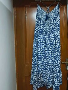 Blue &amp; White Boho Maxi Dress