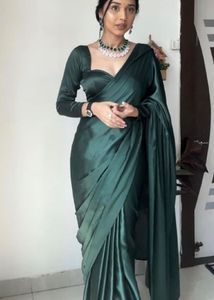Elegant Satin ready to wear Saree with  b