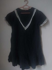 Chic Navy Blue Ruffle Dress