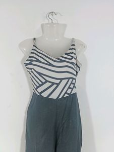 White &amp; Black Casual Jumpsuit (Women)