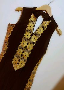 Black &amp; Golden Party Wear Kurta &amp; Dupatta 32 Bust
