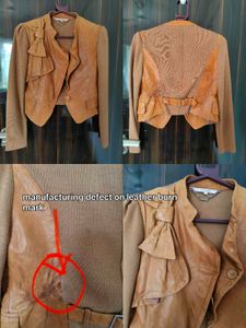 Brown Cropped Jacket with manufacturing de